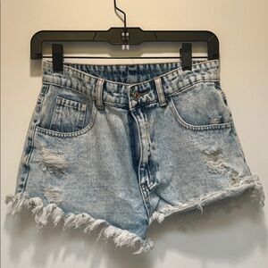 SHEIN Light Blue Distressed Jean Shorts